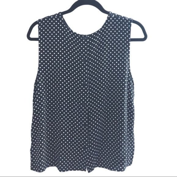 Popsugar Black White Polka Dot Button-Back Tank L - Picture 2 of 6